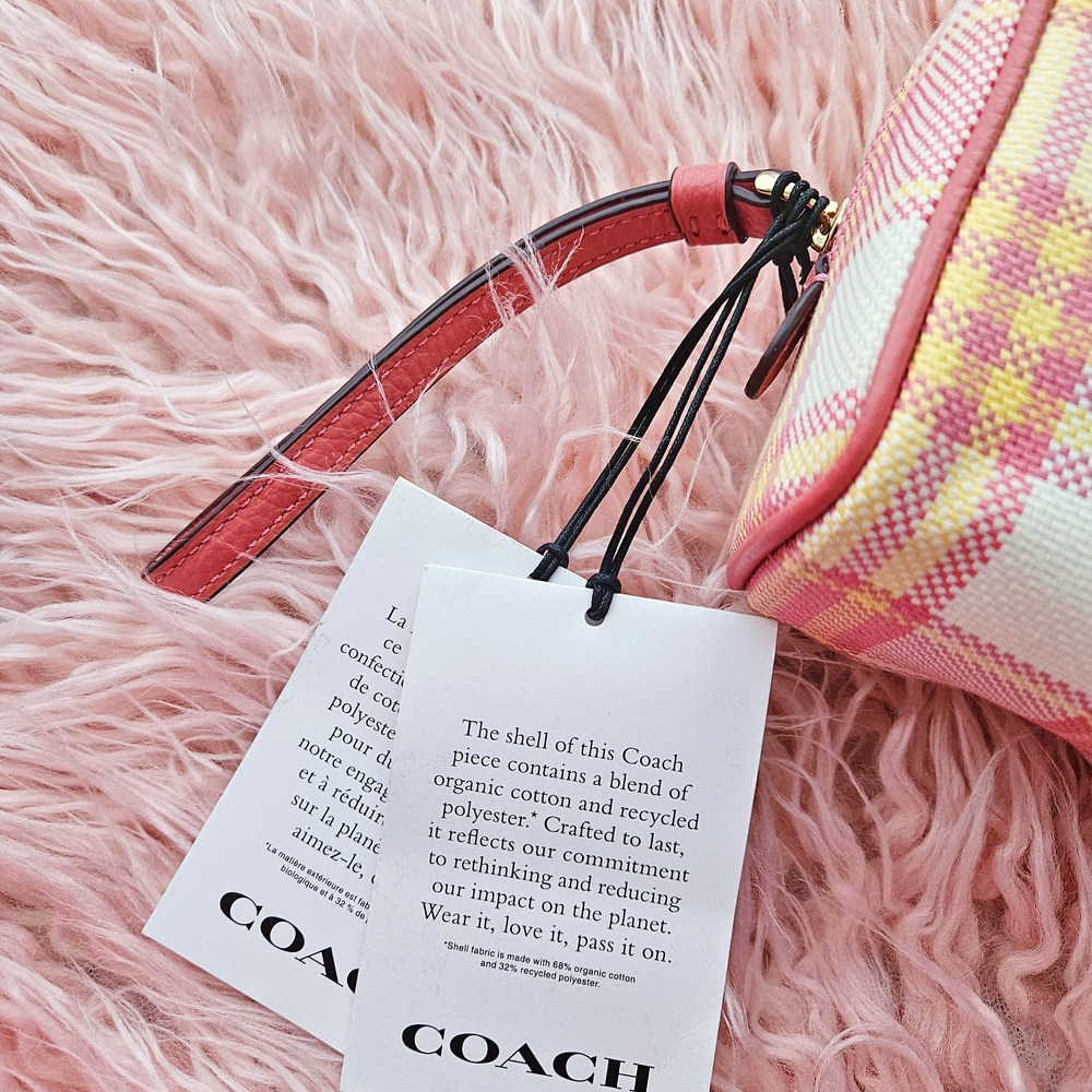 Coach Dempsey Boxy 20 Cosmetic Case Plaid Taffy NWT - Picture 8 of 9